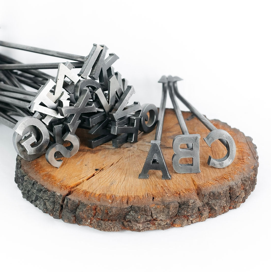 4 Letter Branding Iron, Steak, Wood & Leather