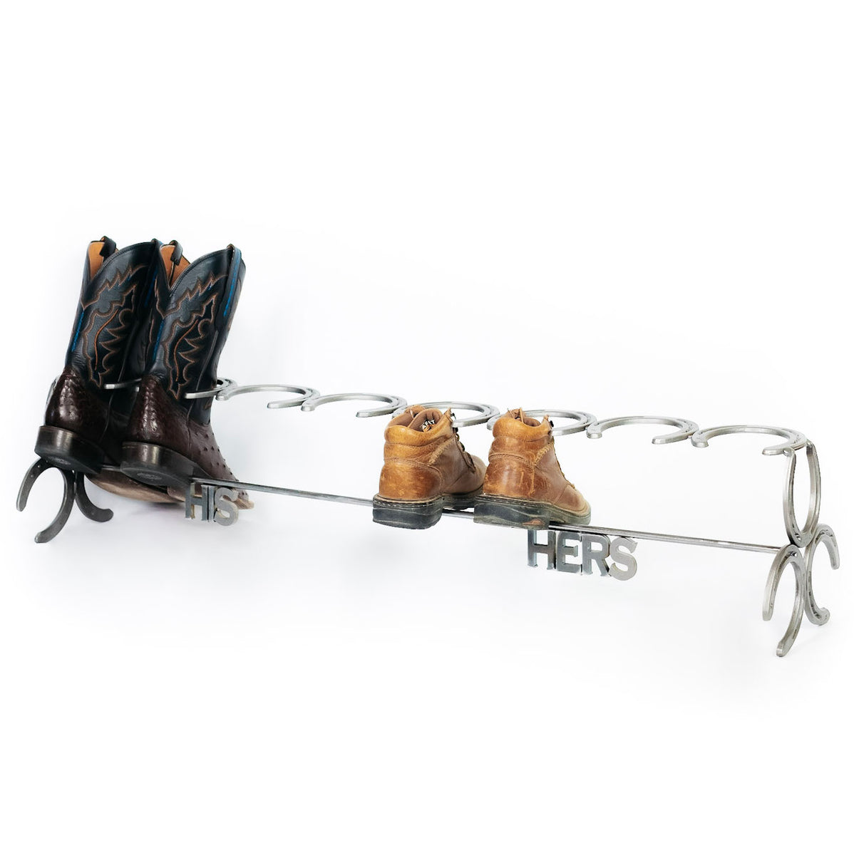 horseshoe boot rack, mudroom storage, cowboy boot holder, entryway organizer  and shoe rack, new home gift for men, cowboy decor, country