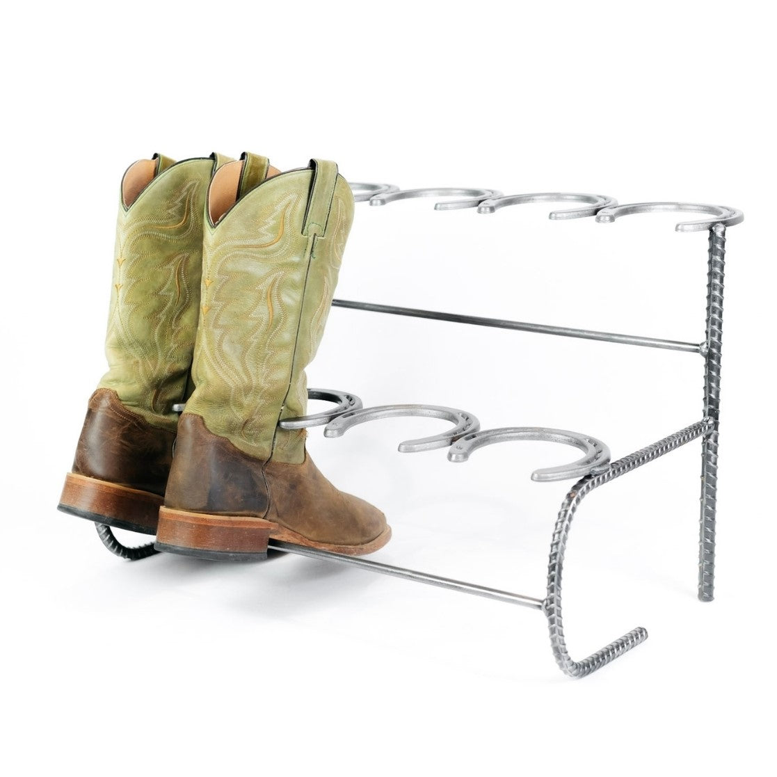 Rustic Standing Boot Rack Storage Made of Horseshoes Perfect for Organizing  Boots, Entryways, and Storage 6 Pairs the Heritage Forge 