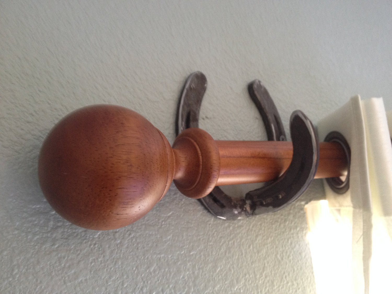Rustic Horseshoe Curtain Rod Holder and Curtain Tie Back Set - The