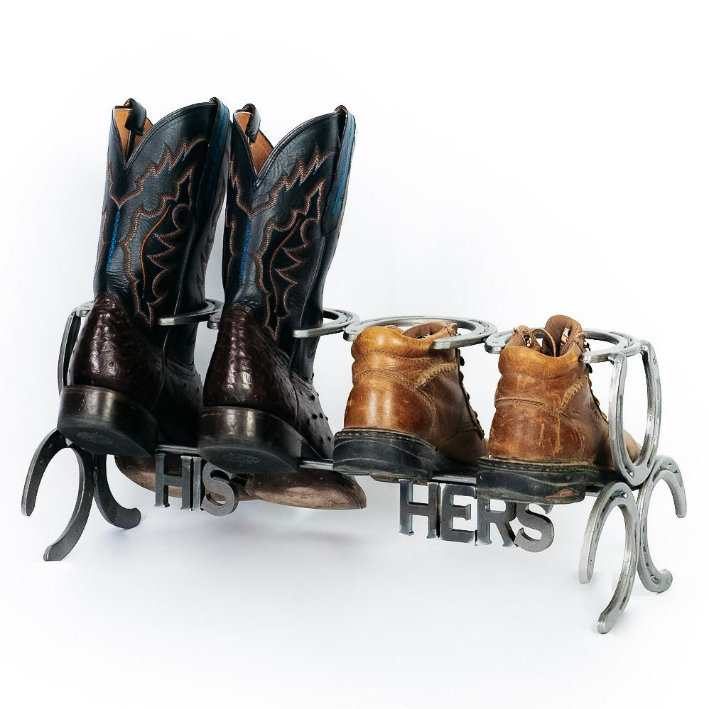 Rustic Standing Boot Rack Storage Made of Horseshoes Perfect for Organizing  Boots, Entryways, and Storage 6 Pairs the Heritage Forge 